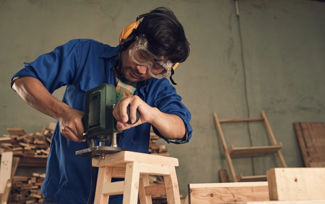 Skilled carpenters offering custom woodwork, furniture design, and repair services in Pondicherry