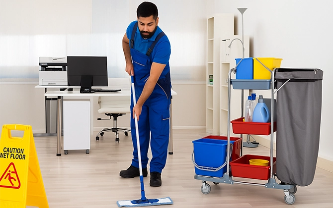 Professional office floor cleaning services to maintain clean, hygienic, and polished workplace floors